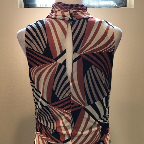 NWT Taylor Mesh Mock Turtleneck Asymmetric Hem Side Ruched Midi Dress-Size 16 - Picture 7 of 16